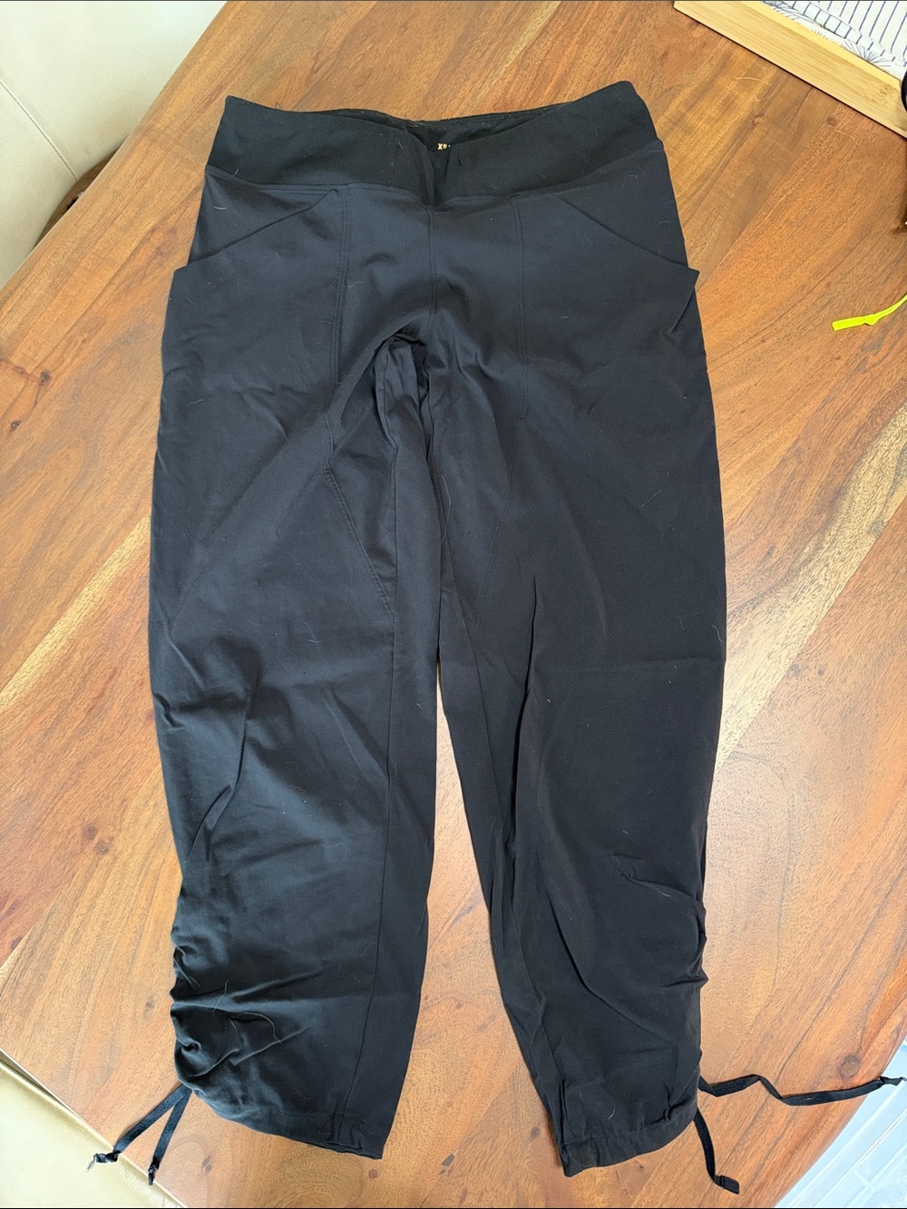 Lucy Black Capri Joggers with Adjustable Hem Ties